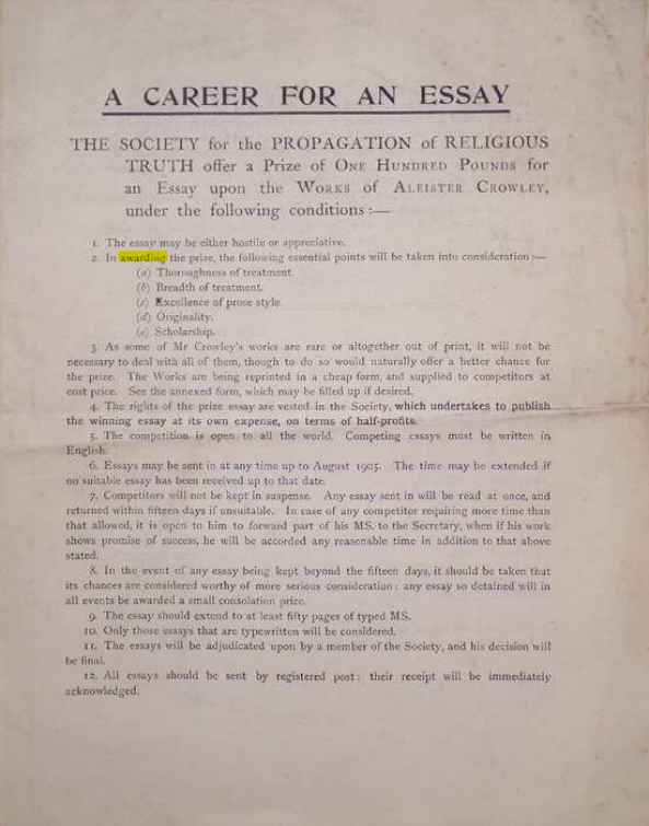 Original scan of A Career for an Essay, PDF page 1