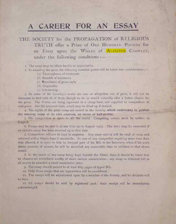 Original scan of A Career for an Essay, PDF page 1