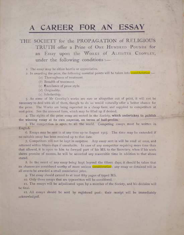 Original scan of A Career for an Essay, PDF page 1
