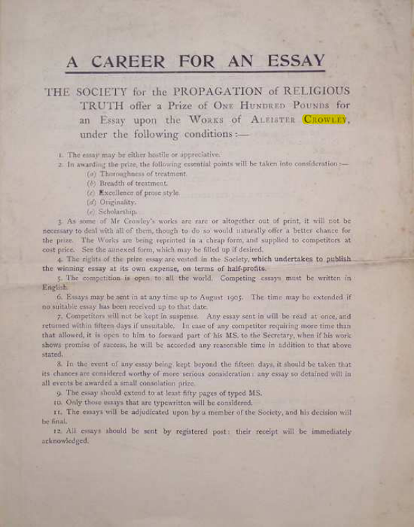 Original scan of A Career for an Essay, PDF page 1