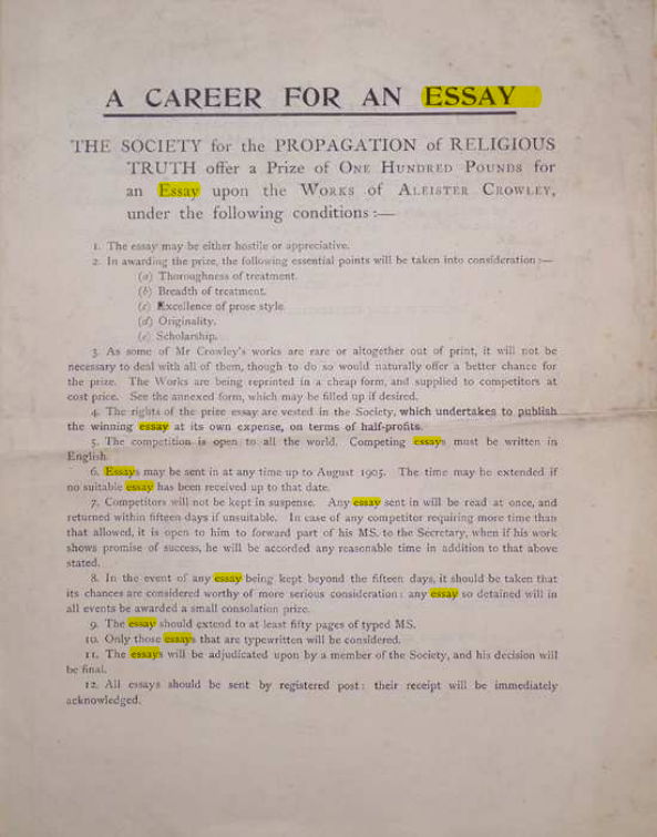 Original scan of A Career for an Essay, PDF page 1