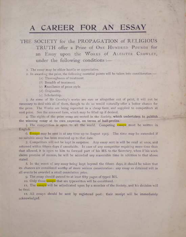 Original scan of A Career for an Essay, PDF page 1