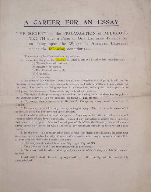Original scan of A Career for an Essay, PDF page 1