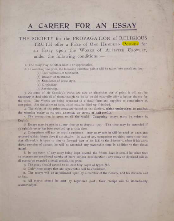 Original scan of A Career for an Essay, PDF page 1