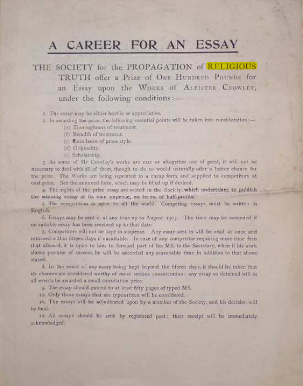 Original scan of A Career for an Essay, PDF page 1
