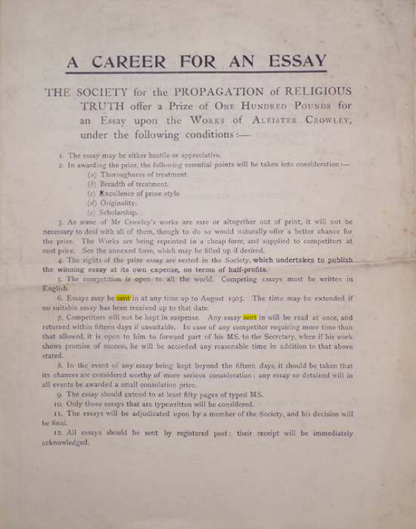 Original scan of A Career for an Essay, PDF page 1