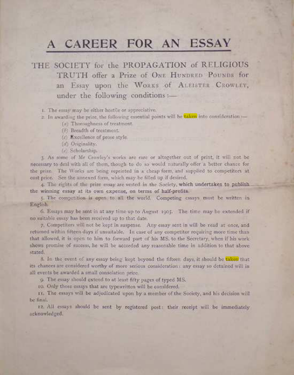 Original scan of A Career for an Essay, PDF page 1