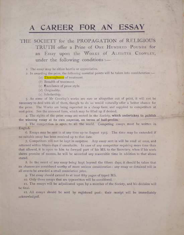 Original scan of A Career for an Essay, PDF page 1