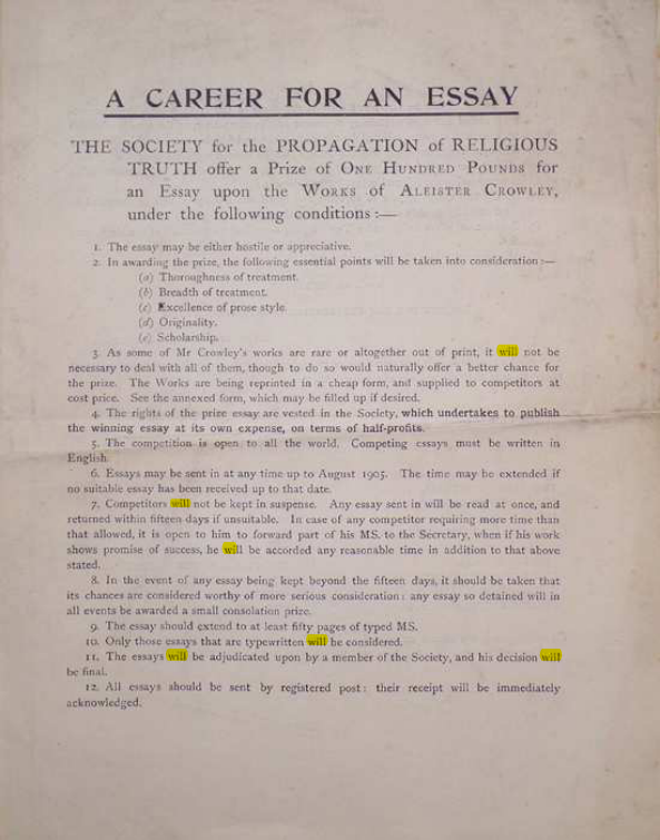 Original scan of A Career for an Essay, PDF page 1