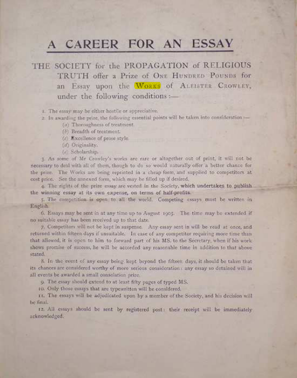 Original scan of A Career for an Essay, PDF page 1
