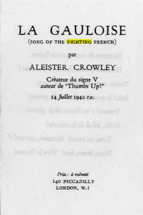 Original scan of La Gauloise. Song of the Fighting French, PDF page 1