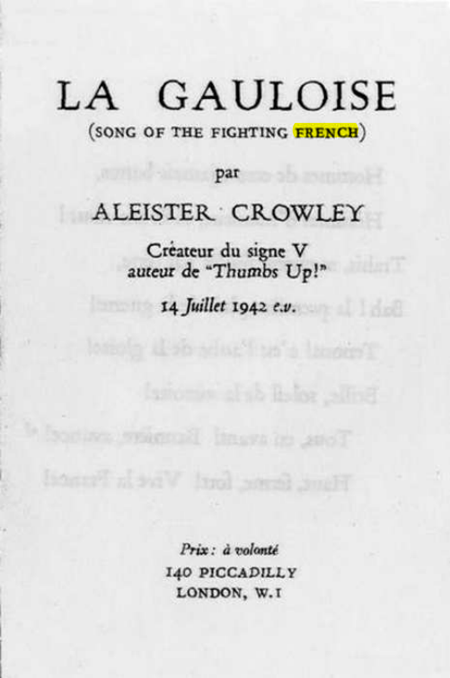 Original scan of La Gauloise. Song of the Fighting French, PDF page 1
