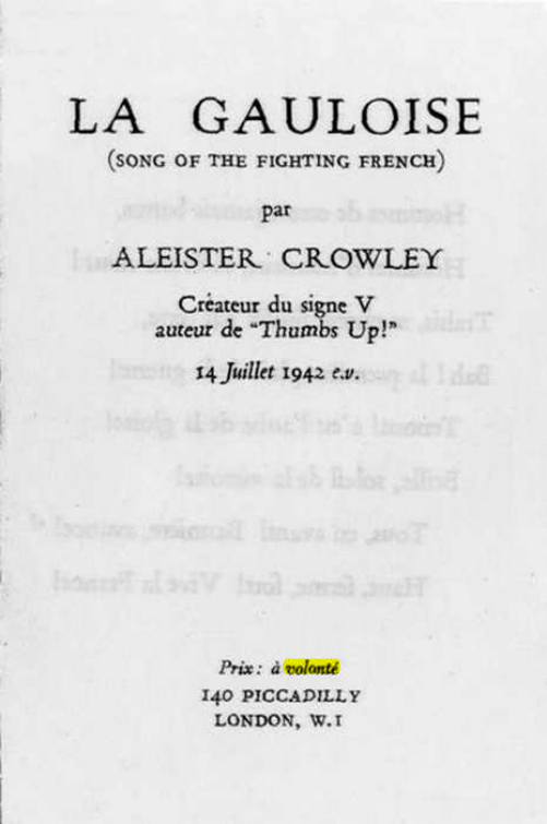 Original scan of La Gauloise. Song of the Fighting French, PDF page 1