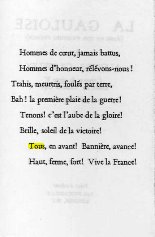 Original scan of La Gauloise. Song of the Fighting French, PDF page 2